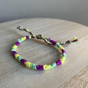Savita Woven Friendship Bracelet OS Green Purple Women Cotton Handmade